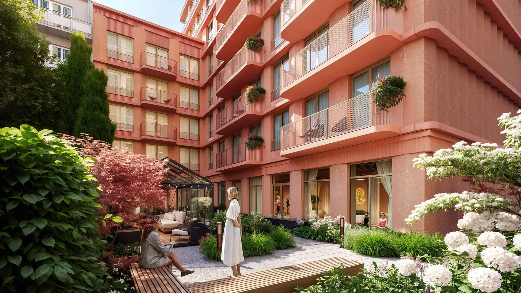 Wizualizacja patio inwestycji Żelazna 54